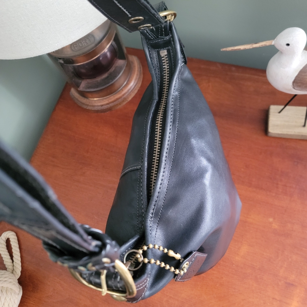 Coach 11422 Bleecker Tattersall Bucket Bag Black Vachetta Leather Purse Y2K - Picture 12 of 15